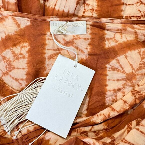 NWT Ulla Johnson Senta One-Shoulder Tie Dye Shibori Ruffle Top Sequoia Size 8 - Picture 5 of 8